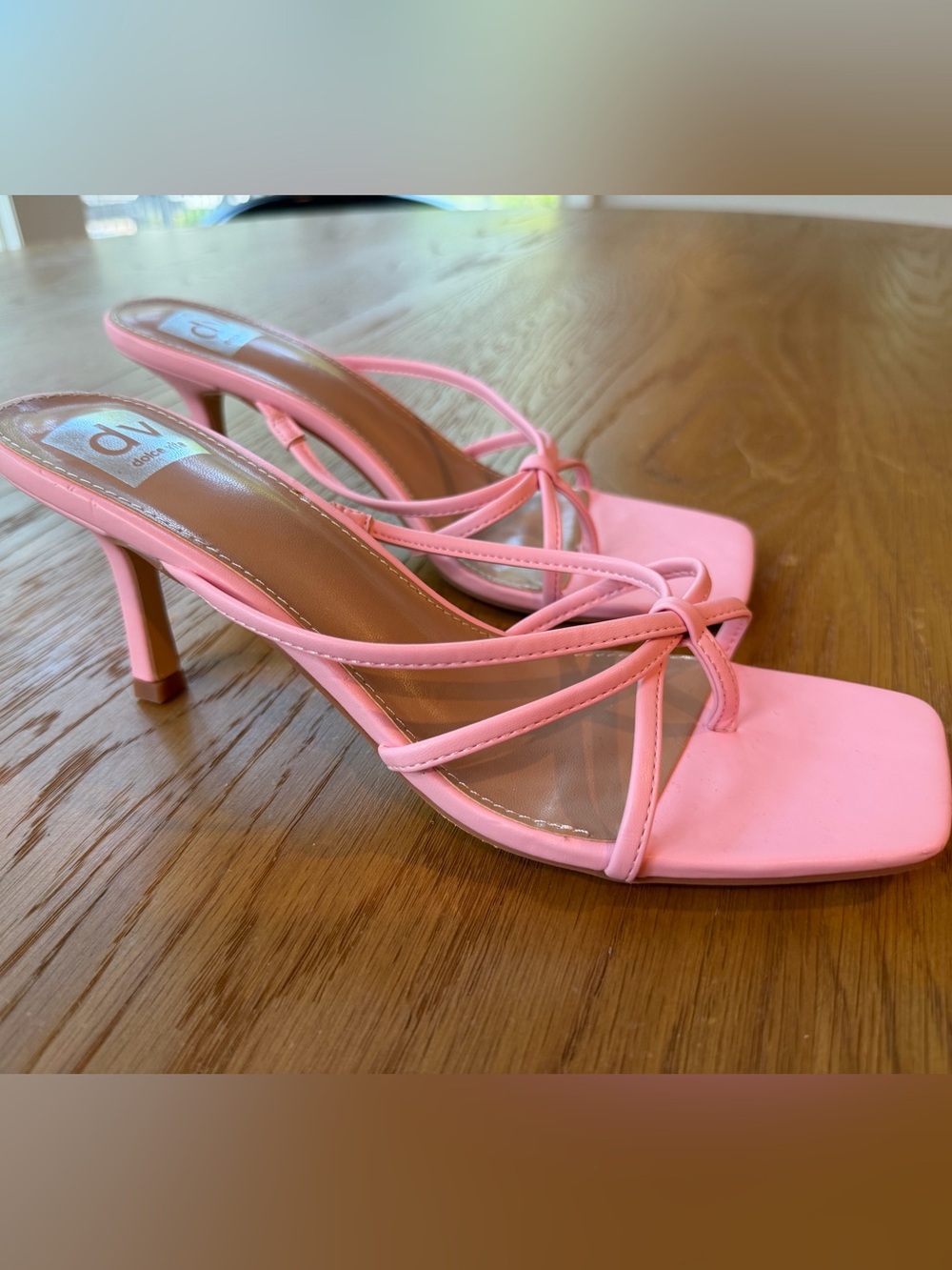 Dolce Vita Pink Strappy Square-Toe Heeled Sandals